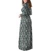 imageGRECERELLE Women Long Sleeve Casual Round Neck Loose Solid Floral Maxi Long Dress with Pockets S3XLBlack Flowers White