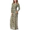 imageGRECERELLE Women Long Sleeve Casual Round Neck Loose Solid Floral Maxi Long Dress with Pockets S3XLBlack Yellow
