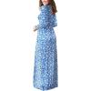 imageGRECERELLE Women Long Sleeve Casual Round Neck Loose Solid Floral Maxi Long Dress with Pockets S3XLBlue Flowers White