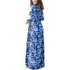 imageGRECERELLE Women Long Sleeve Casual Round Neck Loose Solid Floral Maxi Long Dress with Pockets S3XLBlue Ink White