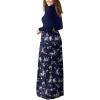 imageGRECERELLE Women Long Sleeve Casual Round Neck Loose Solid Floral Maxi Long Dress with Pockets S3XLBlue Small Flower
