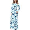 imageGRECERELLE Women Long Sleeve Casual Round Neck Loose Solid Floral Maxi Long Dress with Pockets S3XLBubble Blue