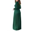 imageGRECERELLE Women Long Sleeve Casual Round Neck Loose Solid Floral Maxi Long Dress with Pockets S3XLDark Green