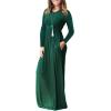 imageGRECERELLE Women Long Sleeve Casual Round Neck Loose Solid Floral Maxi Long Dress with Pockets S3XLDark Green