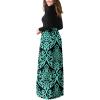 imageGRECERELLE Women Long Sleeve Casual Round Neck Loose Solid Floral Maxi Long Dress with Pockets S3XLFlowers Blue Green