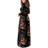 imageGRECERELLE Women Long Sleeve Casual Round Neck Loose Solid Floral Maxi Long Dress with Pockets S3XLFlowers Brown Black
