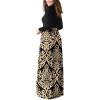 imageGRECERELLE Women Long Sleeve Casual Round Neck Loose Solid Floral Maxi Long Dress with Pockets S3XLFlowers Khaki