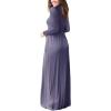 imageGRECERELLE Women Long Sleeve Casual Round Neck Loose Solid Floral Maxi Long Dress with Pockets S3XLGray