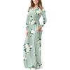 imageGRECERELLE Women Long Sleeve Casual Round Neck Loose Solid Floral Maxi Long Dress with Pockets S3XLGreen Camellia