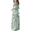 imageGRECERELLE Women Long Sleeve Casual Round Neck Loose Solid Floral Maxi Long Dress with Pockets S3XLGreen Camellia