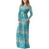 imageGRECERELLE Women Long Sleeve Casual Round Neck Loose Solid Floral Maxi Long Dress with Pockets S3XLGreen Khaki