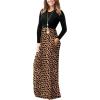 imageGRECERELLE Women Long Sleeve Casual Round Neck Loose Solid Floral Maxi Long Dress with Pockets S3XLKhaki Love