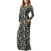 imageGRECERELLE Women Long Sleeve Casual Round Neck Loose Solid Floral Maxi Long Dress with Pockets S3XLLemon Black
