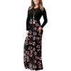 imageGRECERELLE Women Long Sleeve Casual Round Neck Loose Solid Floral Maxi Long Dress with Pockets S3XLMantian March Red