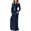 imageGRECERELLE Women Long Sleeve Casual Round Neck Loose Solid Floral Maxi Long Dress with Pockets S3XLNavy Blue