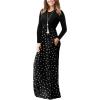 imageGRECERELLE Women Long Sleeve Casual Round Neck Loose Solid Floral Maxi Long Dress with Pockets S3XLPolka Dot White Black