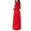 imageGRECERELLE Women Long Sleeve Casual Round Neck Loose Solid Floral Maxi Long Dress with Pockets S3XLRed