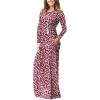 imageGRECERELLE Women Long Sleeve Casual Round Neck Loose Solid Floral Maxi Long Dress with Pockets S3XLRed Sunflower