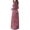 imageGRECERELLE Women Long Sleeve Casual Round Neck Loose Solid Floral Maxi Long Dress with Pockets S3XLRed Sunflower