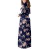 imageGRECERELLE Women Long Sleeve Casual Round Neck Loose Solid Floral Maxi Long Dress with Pockets S3XLRose Navy