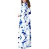 imageGRECERELLE Women Long Sleeve Casual Round Neck Loose Solid Floral Maxi Long Dress with Pockets S3XLWhite Ink Blue