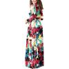 imageGRECERELLE Women Long Sleeve Casual Round Neck Loose Solid Floral Maxi Long Dress with Pockets S3XLWhite Ink Red