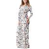 imageGRECERELLE Women Long Sleeve Casual Round Neck Loose Solid Floral Maxi Long Dress with Pockets S3XLWhite Periwinkle