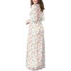 imageGRECERELLE Women Long Sleeve Casual Round Neck Loose Solid Floral Maxi Long Dress with Pockets S3XLWhite Pink Rose