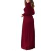 imageGRECERELLE Women Long Sleeve Casual Round Neck Loose Solid Floral Maxi Long Dress with Pockets S3XLWine Red