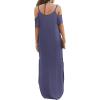 imageGRECERELLE Women Summer Maxi Dresses Casual Loose Strapless Strap Cold Shoulder Short Sleeve Split Long Dress with PocketPurple Gray