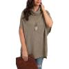 imageGRECERELLE Women Turtleneck Oversized Knit Batwing Sleeveless Loose High Low Hem Side Slit Pullover Sweater01 Khaki