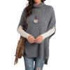 imageGRECERELLE Women Turtleneck Oversized Knit Batwing Sleeveless Loose High Low Hem Side Slit Pullover Sweater03 Dark Gray
