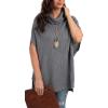 imageGRECERELLE Women Turtleneck Oversized Knit Batwing Sleeveless Loose High Low Hem Side Slit Pullover Sweater03 Dark Gray