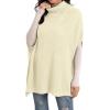 imageGRECERELLE Women Turtleneck Oversized Knit Batwing Sleeveless Loose High Low Hem Side Slit Pullover Sweater11 Cream White