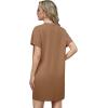 imageGRECERELLE Womens 2025 Casual Summer Shirt Dress Loose Round Neck Mini WrinkleFree Sundress with PocketCamel