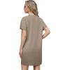 imageGRECERELLE Womens 2025 Casual Summer Shirt Dress Loose Round Neck Mini WrinkleFree Sundress with PocketKhaki