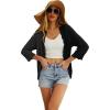 imageGRECERELLE Womens 34 Sleeve Summer Cardigan Lightweight Casual OpenFront Cropped Shrug Sweaters for Women01solidblack