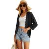 imageGRECERELLE Womens 34 Sleeve Summer Cardigan Lightweight Casual OpenFront Cropped Shrug Sweaters for Women01solidblack