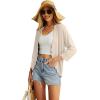 imageGRECERELLE Womens 34 Sleeve Summer Cardigan Lightweight Casual OpenFront Cropped Shrug Sweaters for Women02 Solidapricot
