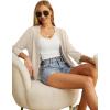 imageGRECERELLE Womens 34 Sleeve Summer Cardigan Lightweight Casual OpenFront Cropped Shrug Sweaters for Women02 Solidapricot