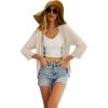 imageGRECERELLE Womens 34 Sleeve Summer Cardigan Lightweight Casual OpenFront Cropped Shrug Sweaters for Women02 Solidapricot