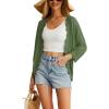 imageGRECERELLE Womens 34 Sleeve Summer Cardigan Lightweight Casual OpenFront Cropped Shrug Sweaters for WomenArmy Green
