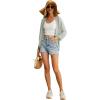 imageGRECERELLE Womens 34 Sleeve Summer Cardigan Lightweight Casual OpenFront Cropped Shrug Sweaters for WomenBean Green