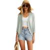 imageGRECERELLE Womens 34 Sleeve Summer Cardigan Lightweight Casual OpenFront Cropped Shrug Sweaters for WomenBean Green