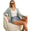 imageGRECERELLE Womens 34 Sleeve Summer Cardigan Lightweight Casual OpenFront Cropped Shrug Sweaters for WomenBean Green