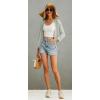 imageGRECERELLE Womens 34 Sleeve Summer Cardigan Lightweight Casual OpenFront Cropped Shrug Sweaters for WomenBean Green