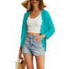 imageGRECERELLE Womens 34 Sleeve Summer Cardigan Lightweight Casual OpenFront Cropped Shrug Sweaters for WomenCyan