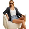 imageGRECERELLE Womens 34 Sleeve Summer Cardigan Lightweight Casual OpenFront Cropped Shrug Sweaters for WomenDark Gray