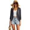 imageGRECERELLE Womens 34 Sleeve Summer Cardigan Lightweight Casual OpenFront Cropped Shrug Sweaters for WomenDark Gray