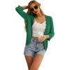 imageGRECERELLE Womens 34 Sleeve Summer Cardigan Lightweight Casual OpenFront Cropped Shrug Sweaters for WomenDark Green